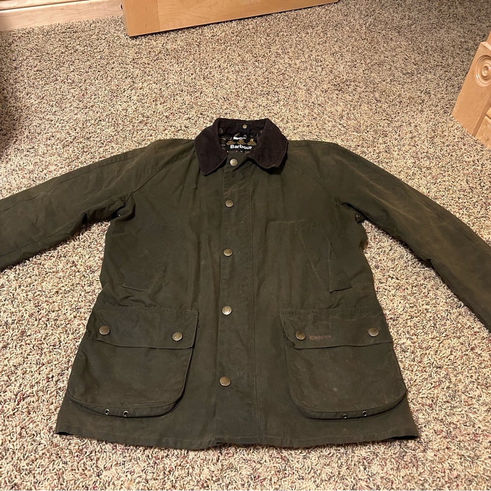 Men’s Barbour Ashby Waxed Cotton Jacket (Green) (M) (See Description)
